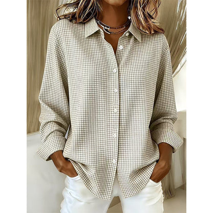 ✨Relaxed Plaid, Everyday Versatile👔 Relaxed Fit Plaid Button-Up – Modern Collar & Loose Fit
