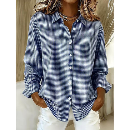 ✨Relaxed Plaid, Everyday Versatile👔 Relaxed Fit Plaid Button-Up – Modern Collar & Loose Fit
