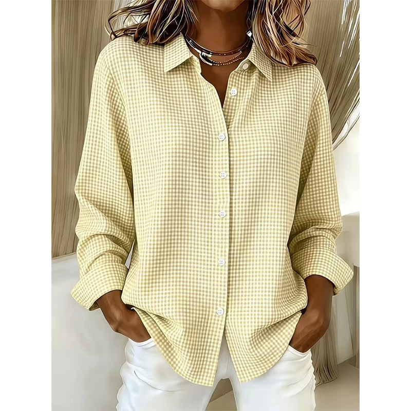 ✨Relaxed Plaid, Everyday Versatile👔 Relaxed Fit Plaid Button-Up – Modern Collar & Loose Fit