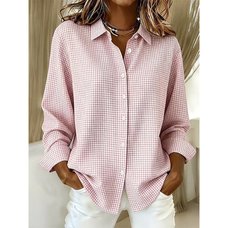 ✨Relaxed Plaid, Everyday Versatile👔 Relaxed Fit Plaid Button-Up – Modern Collar & Loose Fit