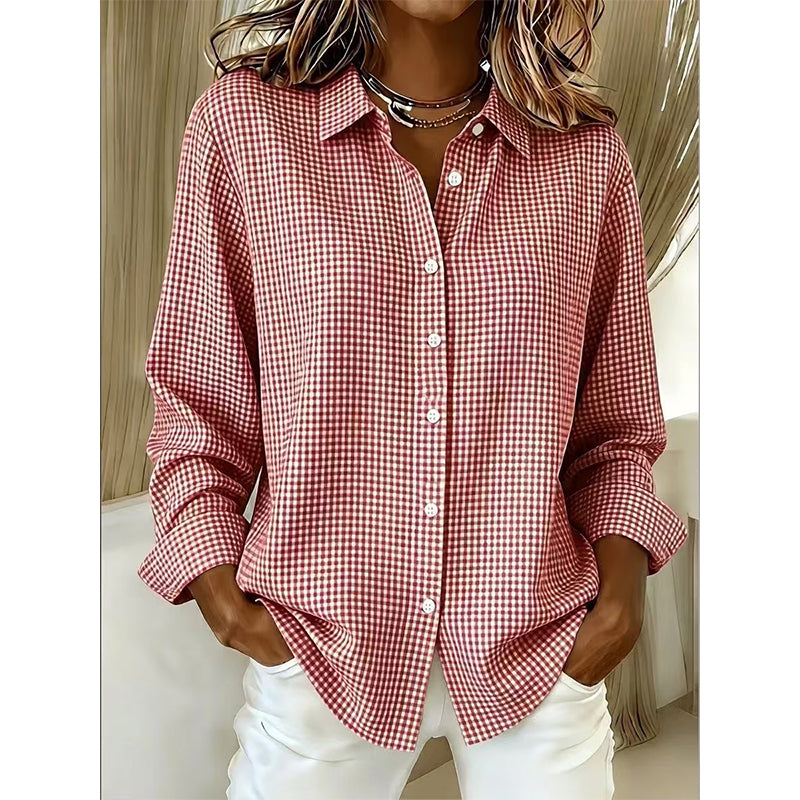 ✨Relaxed Plaid, Everyday Versatile👔 Relaxed Fit Plaid Button-Up – Modern Collar & Loose Fit