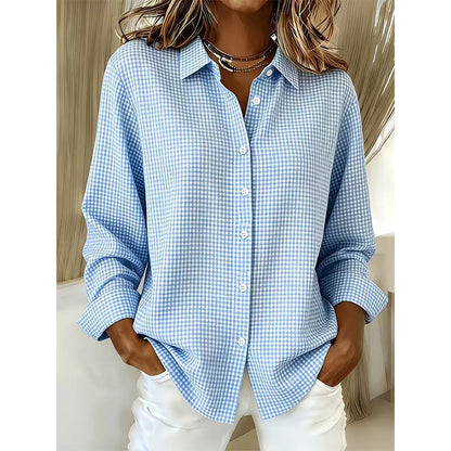 ✨Relaxed Plaid, Everyday Versatile👔 Relaxed Fit Plaid Button-Up – Modern Collar & Loose Fit