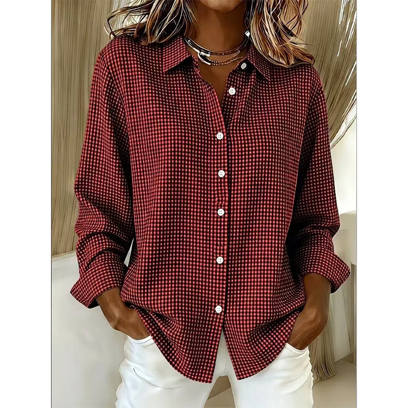 ✨Relaxed Plaid, Everyday Versatile👔 Relaxed Fit Plaid Button-Up – Modern Collar & Loose Fit