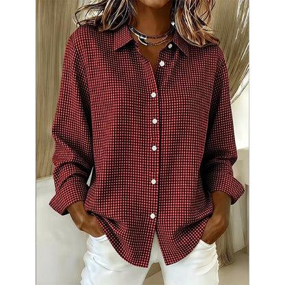 ✨Relaxed Plaid, Everyday Versatile👔 Relaxed Fit Plaid Button-Up – Modern Collar & Loose Fit