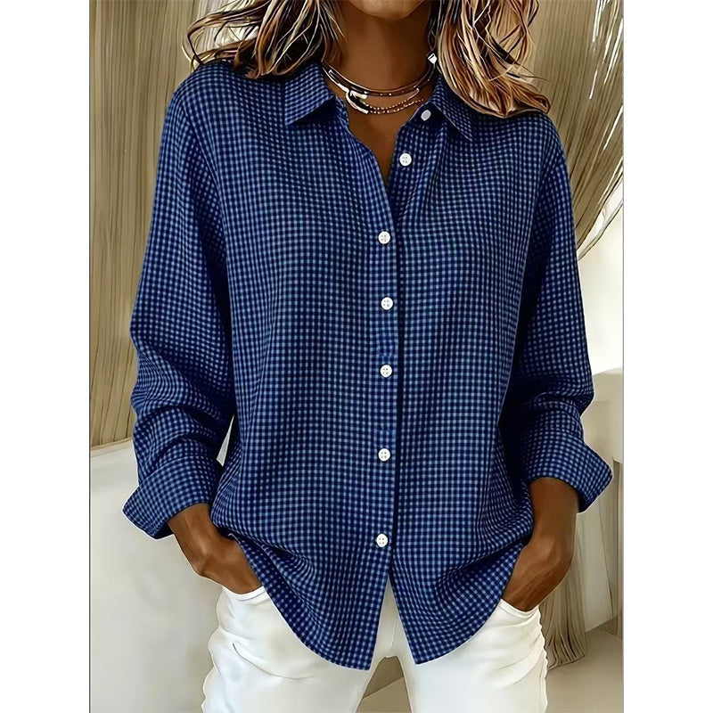 ✨Relaxed Plaid, Everyday Versatile👔 Relaxed Fit Plaid Button-Up – Modern Collar & Loose Fit