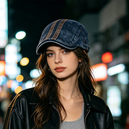 🎩Vintage Style, Unisex Fit🎁 Vintage Flat-Brim Cap – Adjustable Side Straps & Cotton Blend