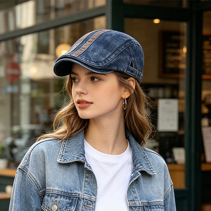 🎩Vintage Style, Unisex Fit🎁 Vintage Flat-Brim Cap – Adjustable Side Straps & Cotton Blend