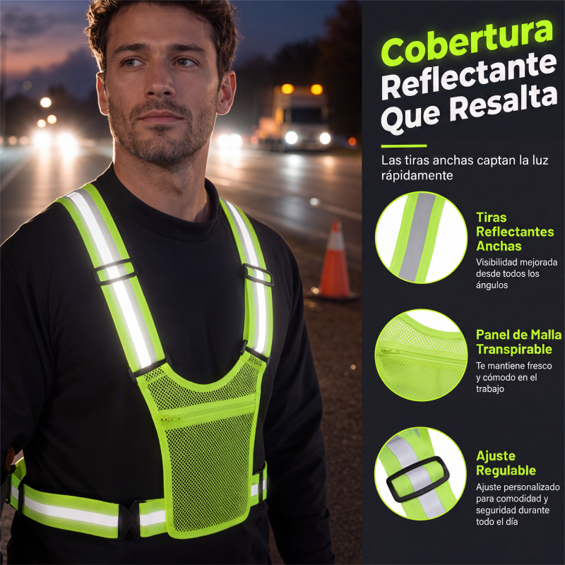 🌟High Visibility, Night Safety🦺 High-Visibility Safety Vest – Fluorescent Color & Wide Reflective Bands | Perfect for Walking, Cycling & Road Work, Boosts Night Visibility ✨