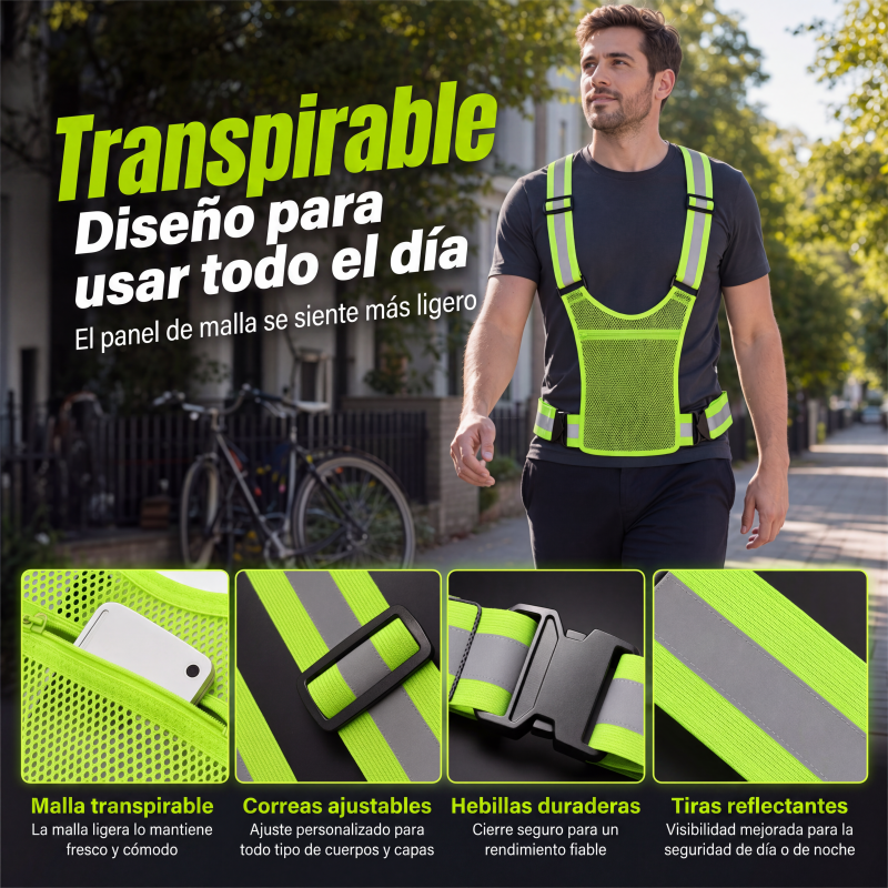 🌟High Visibility, Night Safety🦺 High-Visibility Safety Vest – Fluorescent Color & Wide Reflective Bands | Perfect for Walking, Cycling & Road Work, Boosts Night Visibility ✨