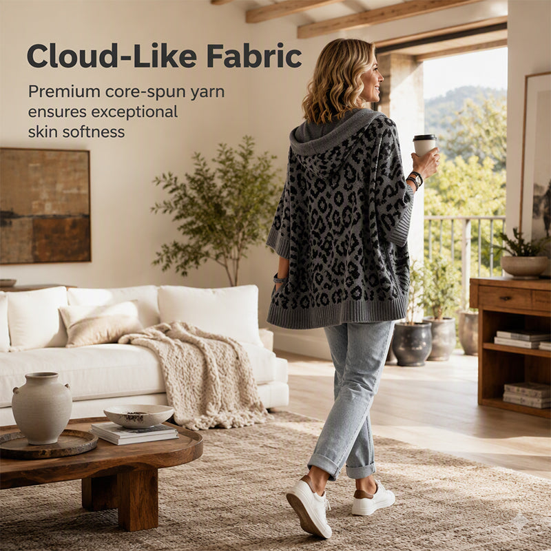 🧵Exquisite Knit, Durable Craft🧶 Leopard Knit Hooded Sweater – Fine Weave & Durable Structure | Multiple Colors, S-5XL ✨