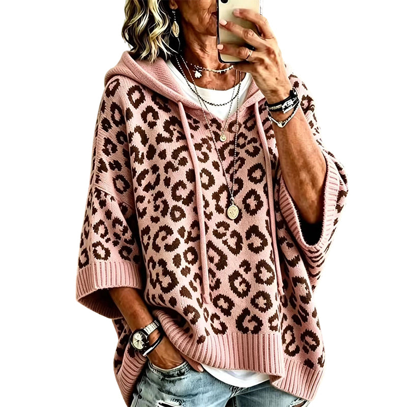 🧵Exquisite Knit, Durable Craft🧶 Leopard Knit Hooded Sweater – Fine Weave & Durable Structure | Multiple Colors, S-5XL ✨