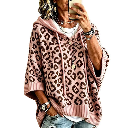 🧵Exquisite Knit, Durable Craft🧶 Leopard Knit Hooded Sweater – Fine Weave & Durable Structure | Multiple Colors, S-5XL ✨
