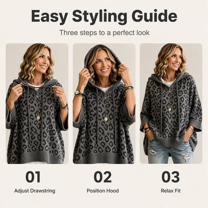 🧵Exquisite Knit, Durable Craft🧶 Leopard Knit Hooded Sweater – Fine Weave & Durable Structure | Multiple Colors, S-5XL ✨