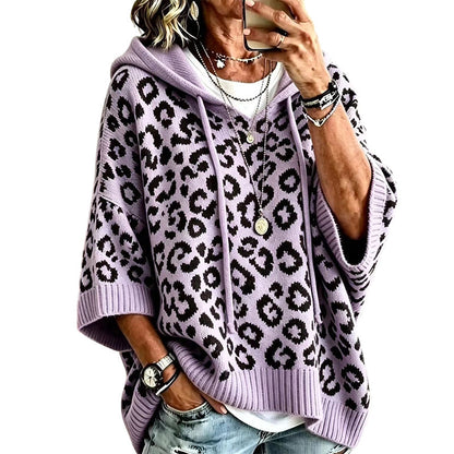 🧵Exquisite Knit, Durable Craft🧶 Leopard Knit Hooded Sweater – Fine Weave & Durable Structure | Multiple Colors, S-5XL ✨