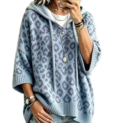 🧵Exquisite Knit, Durable Craft🧶 Leopard Knit Hooded Sweater – Fine Weave & Durable Structure | Multiple Colors, S-5XL ✨
