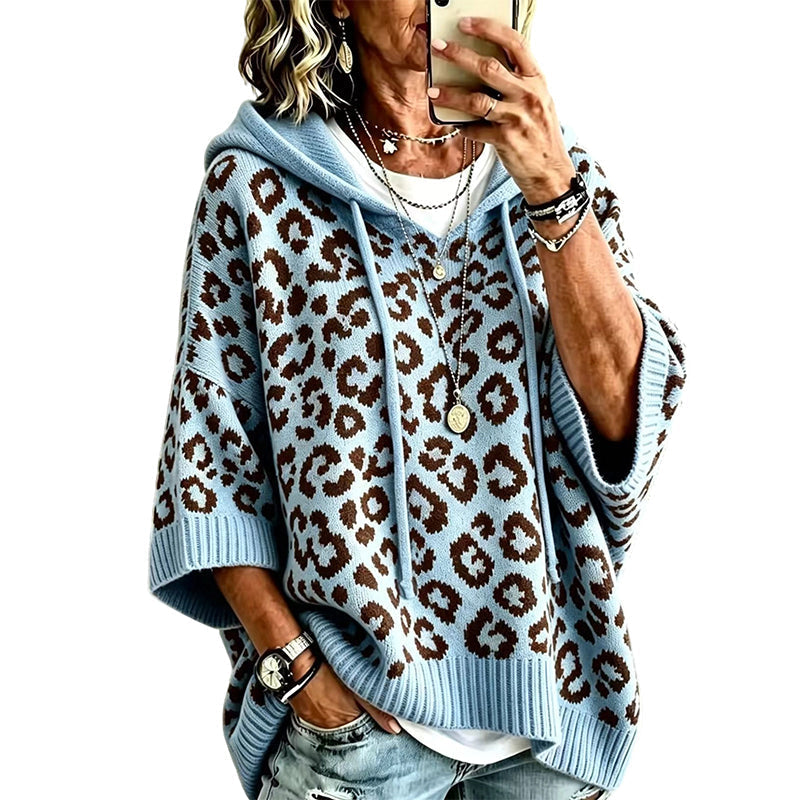 🧵Exquisite Knit, Durable Craft🧶 Leopard Knit Hooded Sweater – Fine Weave & Durable Structure | Multiple Colors, S-5XL ✨