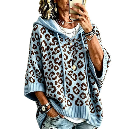 🧵Exquisite Knit, Durable Craft🧶 Leopard Knit Hooded Sweater – Fine Weave & Durable Structure | Multiple Colors, S-5XL ✨