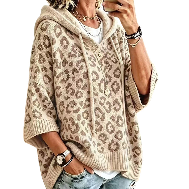 🧵Exquisite Knit, Durable Craft🧶 Leopard Knit Hooded Sweater – Fine Weave & Durable Structure | Multiple Colors, S-5XL ✨
