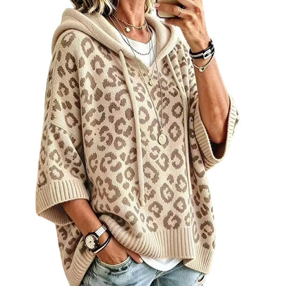 🧵Exquisite Knit, Durable Craft🧶 Leopard Knit Hooded Sweater – Fine Weave & Durable Structure | Multiple Colors, S-5XL ✨