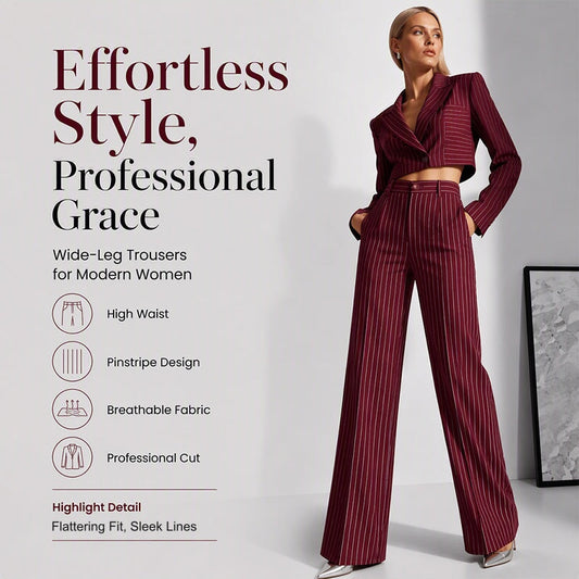 ☁️Loose & Draping, Comfortable & Free✨ Women's High-Waisted Striped Wide-Leg Trousers – Lightweight & Easy Movement ✨