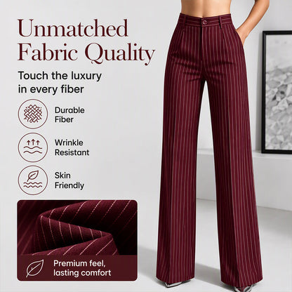 ☁️Loose & Draping, Comfortable & Free✨ Women's High-Waisted Striped Wide-Leg Trousers – Lightweight & Easy Movement ✨