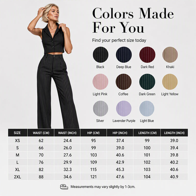 👖High-Waist Stripes, Slimming & Elongating✨ Women's High-Waisted Striped Wide-Leg Pants – Lifts Waistline & Flatters Legs ✨