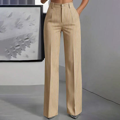 👖High-Waist Stripes, Slimming & Elongating✨ Women's High-Waisted Striped Wide-Leg Pants – Lifts Waistline & Flatters Legs ✨