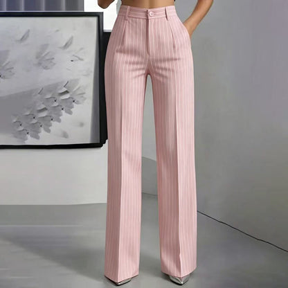 ☁️Loose & Draping, Comfortable & Free✨ Women's High-Waisted Striped Wide-Leg Trousers – Lightweight & Easy Movement ✨