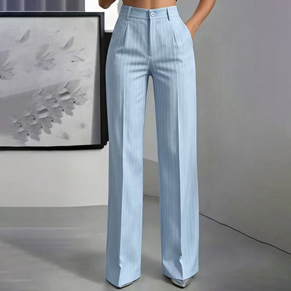 ☁️Loose & Draping, Comfortable & Free✨ Women's High-Waisted Striped Wide-Leg Trousers – Lightweight & Easy Movement ✨