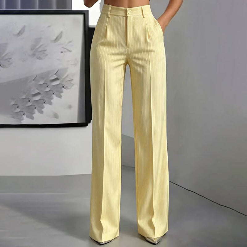 👖High-Waist Stripes, Slimming & Elongating✨ Women's High-Waisted Striped Wide-Leg Pants – Lifts Waistline & Flatters Legs ✨