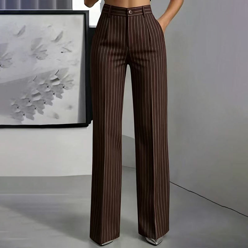 👖High-Waist Stripes, Slimming & Elongating✨ Women's High-Waisted Striped Wide-Leg Pants – Lifts Waistline & Flatters Legs ✨