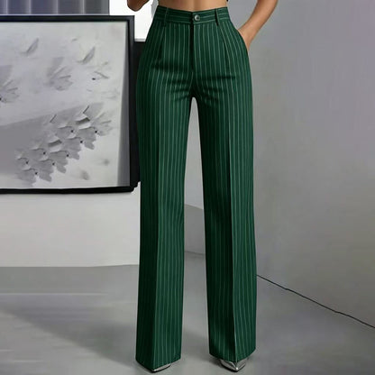 👖High-Waist Stripes, Slimming & Elongating✨ Women's High-Waisted Striped Wide-Leg Pants – Lifts Waistline & Flatters Legs ✨
