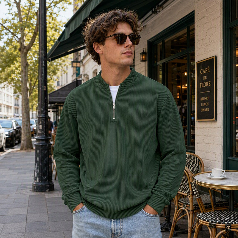 🧥 Men's High-Density Corduroy Pullover – Vertical Ribbed Texture & Unique Character