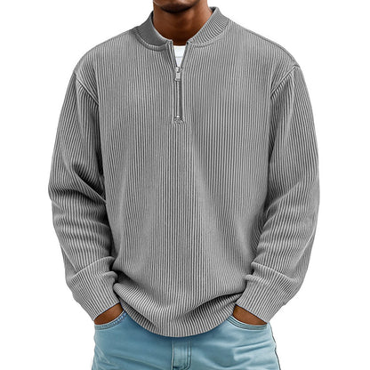🧥 Men's High-Density Corduroy Pullover – Vertical Ribbed Texture & Unique Character