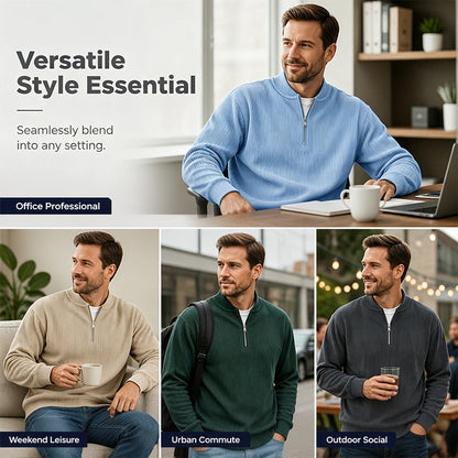 🧥 Men's High-Density Corduroy Pullover – Vertical Ribbed Texture & Unique Character