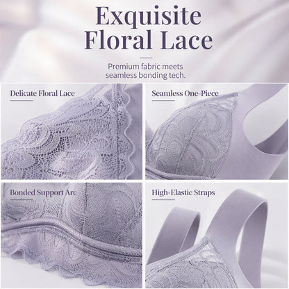 ☁️Seamless & Wireless, All-Day Comfort👙 Women's Seamless Lace Bra – W-Shaped Soft Support & U-Back | Perfect for Daily Wear & Invisible Comfort, No More Marks ✨