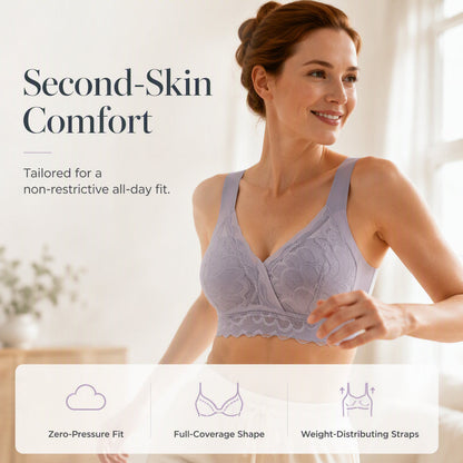 ☁️Seamless & Wireless, All-Day Comfort👙 Women's Seamless Lace Bra – W-Shaped Soft Support & U-Back | Perfect for Daily Wear & Invisible Comfort, No More Marks ✨