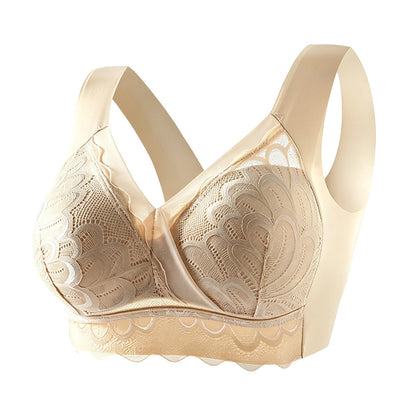 ☁️Seamless & Wireless, All-Day Comfort👙 Women's Seamless Lace Bra – W-Shaped Soft Support & U-Back | Perfect for Daily Wear & Invisible Comfort, No More Marks ✨