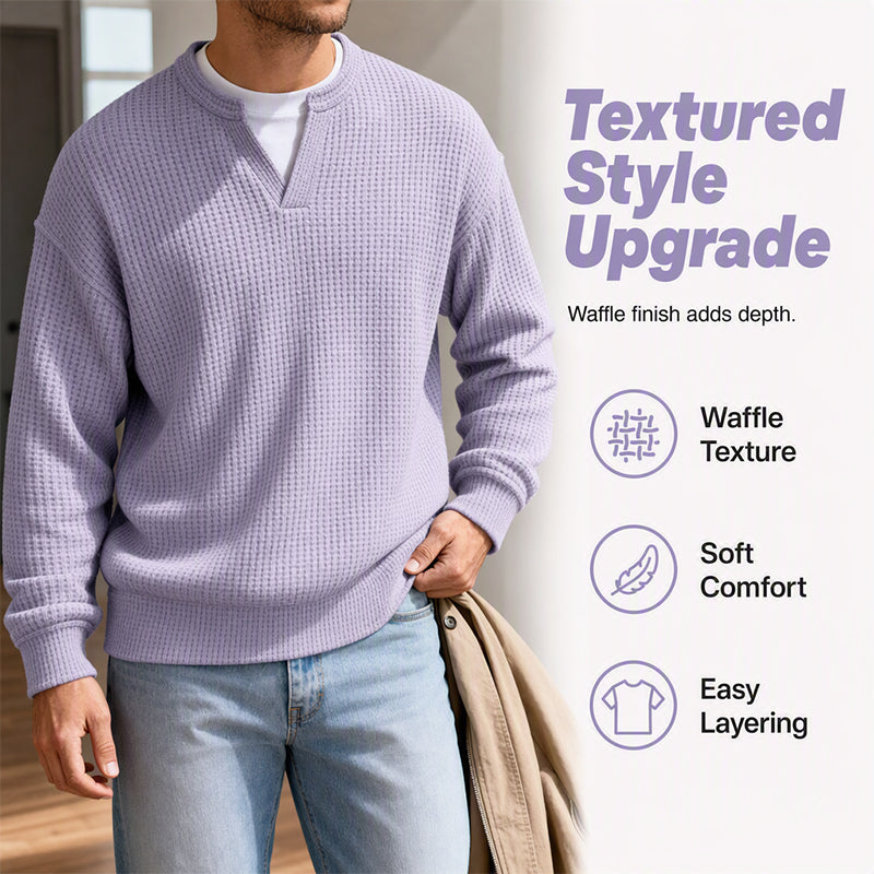 👚Loose Plus-Size, Everyday Versatile🧶 Waffle Long Sleeve Tee – S-4XL & Multi-Color, Easy to Style ✨