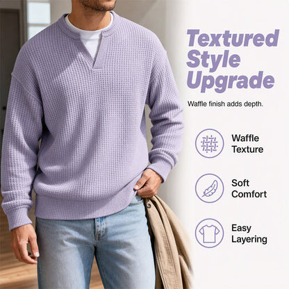 👚Loose Plus-Size, Everyday Versatile🧶 Waffle Long Sleeve Tee – S-4XL & Multi-Color, Easy to Style ✨