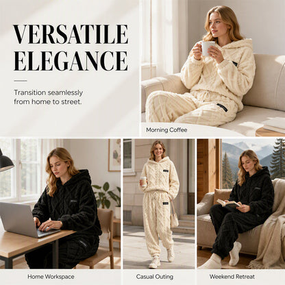 🌸Plus-Size Loose Fit, Multi-Season🧥 Women's Geometric Plush Thermal Set – S-5XL & Spring/Autumn/Winter ✨