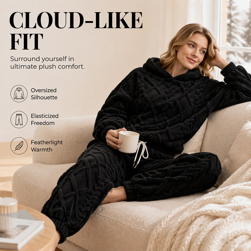 🌸Plus-Size Loose Fit, Multi-Season🧥 Women's Geometric Plush Thermal Set – S-5XL & Spring/Autumn/Winter ✨