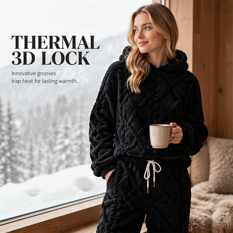 🌸Plus-Size Loose Fit, Multi-Season🧥 Women's Geometric Plush Thermal Set – S-5XL & Spring/Autumn/Winter ✨