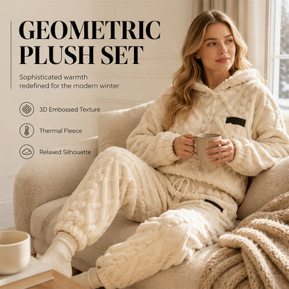 🌸Plus-Size Loose Fit, Multi-Season🧥 Women's Geometric Plush Thermal Set – S-5XL & Spring/Autumn/Winter ✨