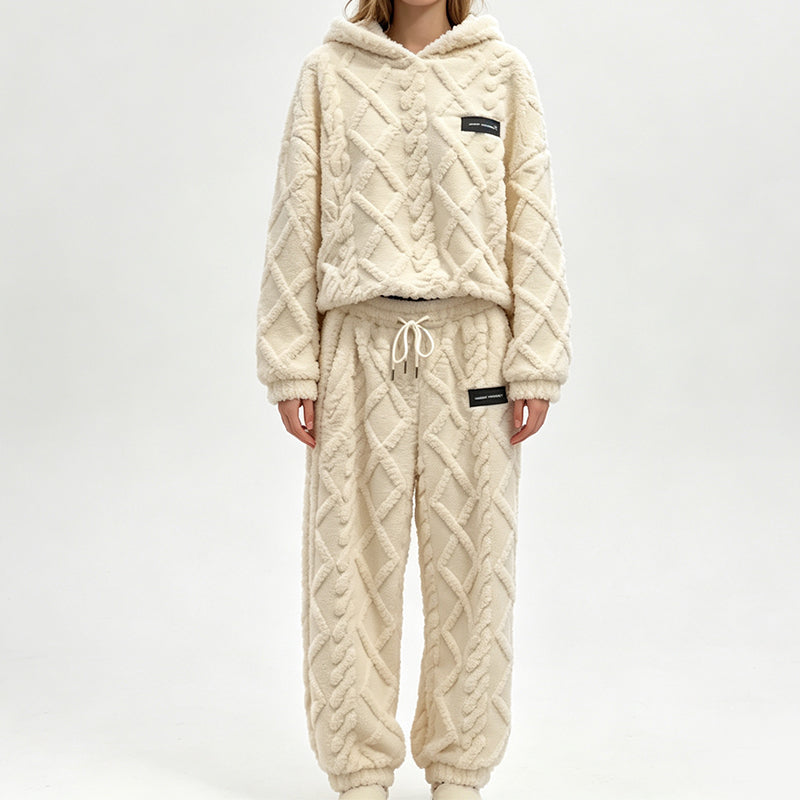 🌸Plus-Size Loose Fit, Multi-Season🧥 Women's Geometric Plush Thermal Set – S-5XL & Spring/Autumn/Winter ✨