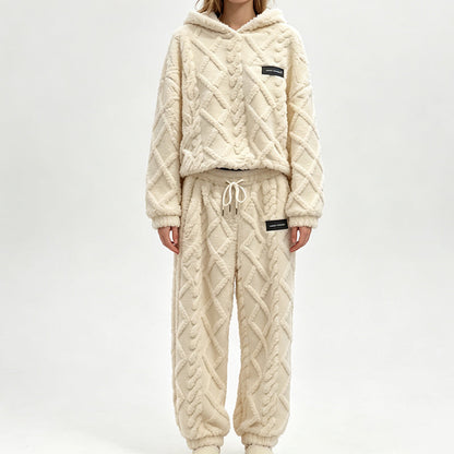 🌸Plus-Size Loose Fit, Multi-Season🧥 Women's Geometric Plush Thermal Set – S-5XL & Spring/Autumn/Winter ✨