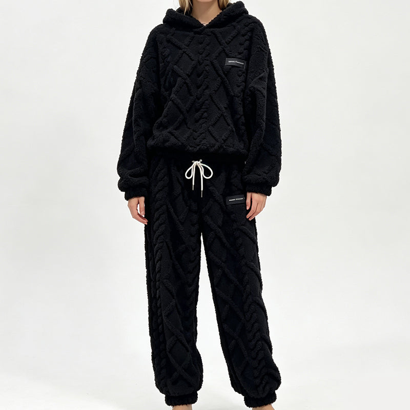 🌸Plus-Size Loose Fit, Multi-Season🧥 Women's Geometric Plush Thermal Set – S-5XL & Spring/Autumn/Winter ✨