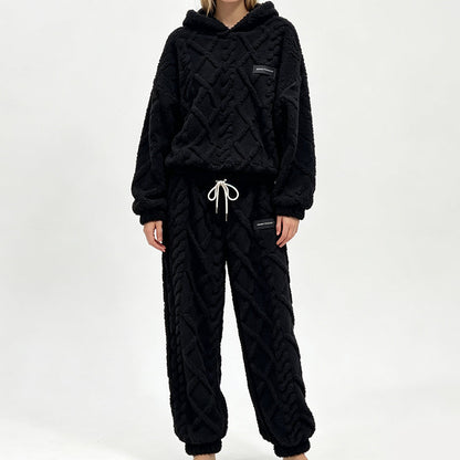 🌸Plus-Size Loose Fit, Multi-Season🧥 Women's Geometric Plush Thermal Set – S-5XL & Spring/Autumn/Winter ✨