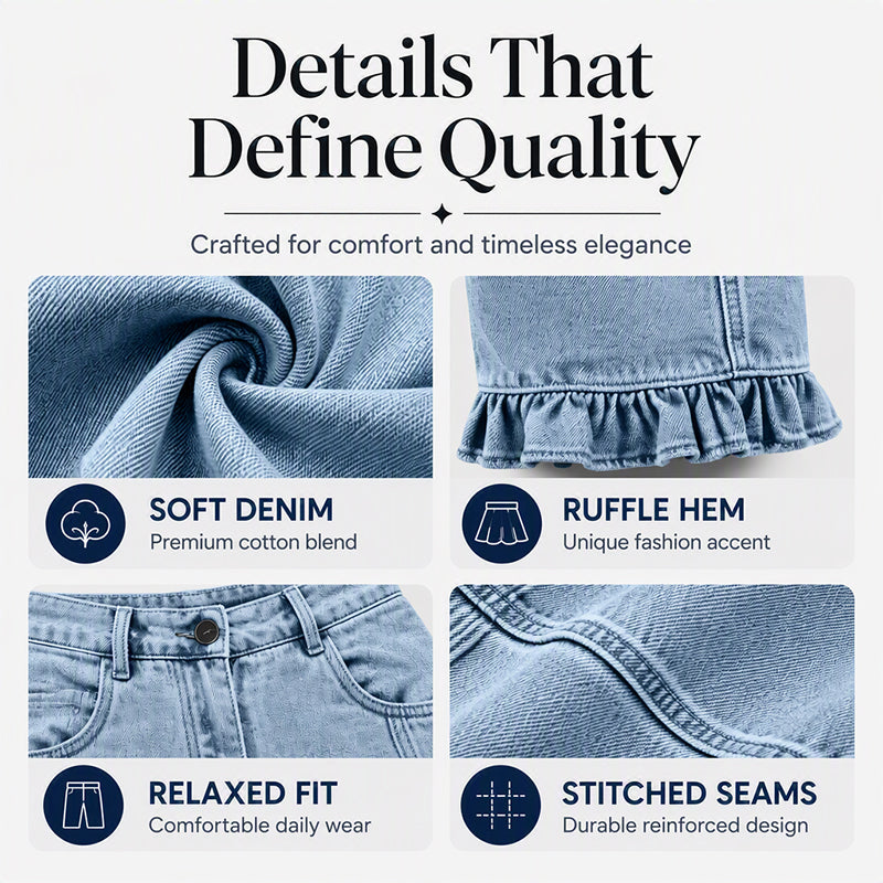 👖Ruffle Hem, Relaxed Denim✨ Women's Ruffle-Hem Relaxed-Fit Jeans – Sweet & Standout Style ✨