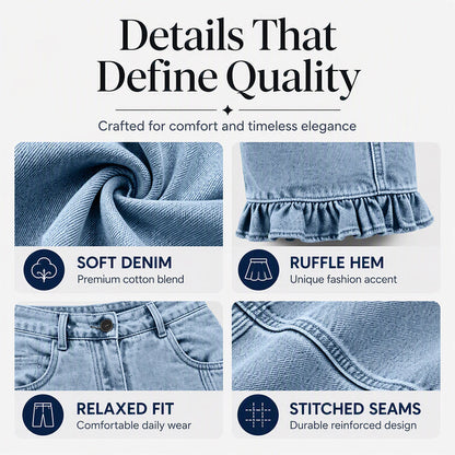 👖Ruffle Hem, Relaxed Denim✨ Women's Ruffle-Hem Relaxed-Fit Jeans – Sweet & Standout Style ✨